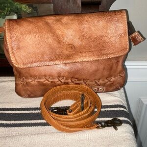 Bed Stu Cleo Leather Crossbody Shoulder Bag Clutch Tan Rustic Retail $198